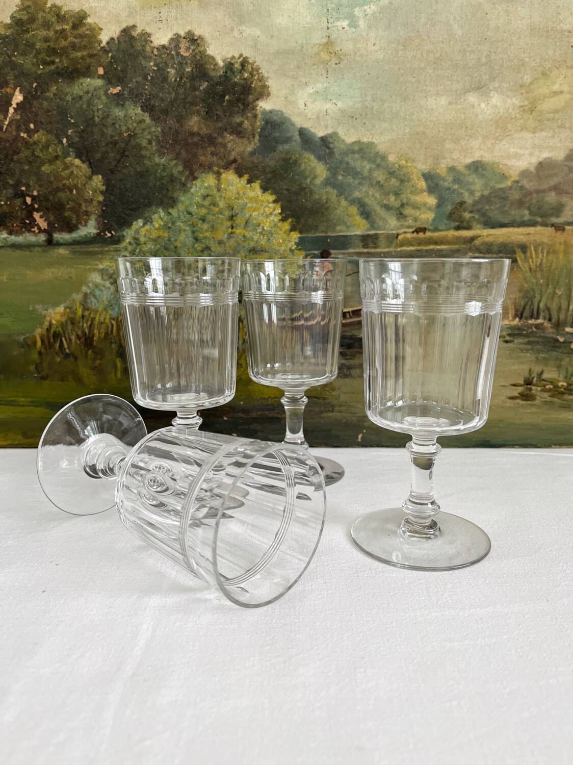 4 Baccarat cut crystal water/wine glasses, Chicago model