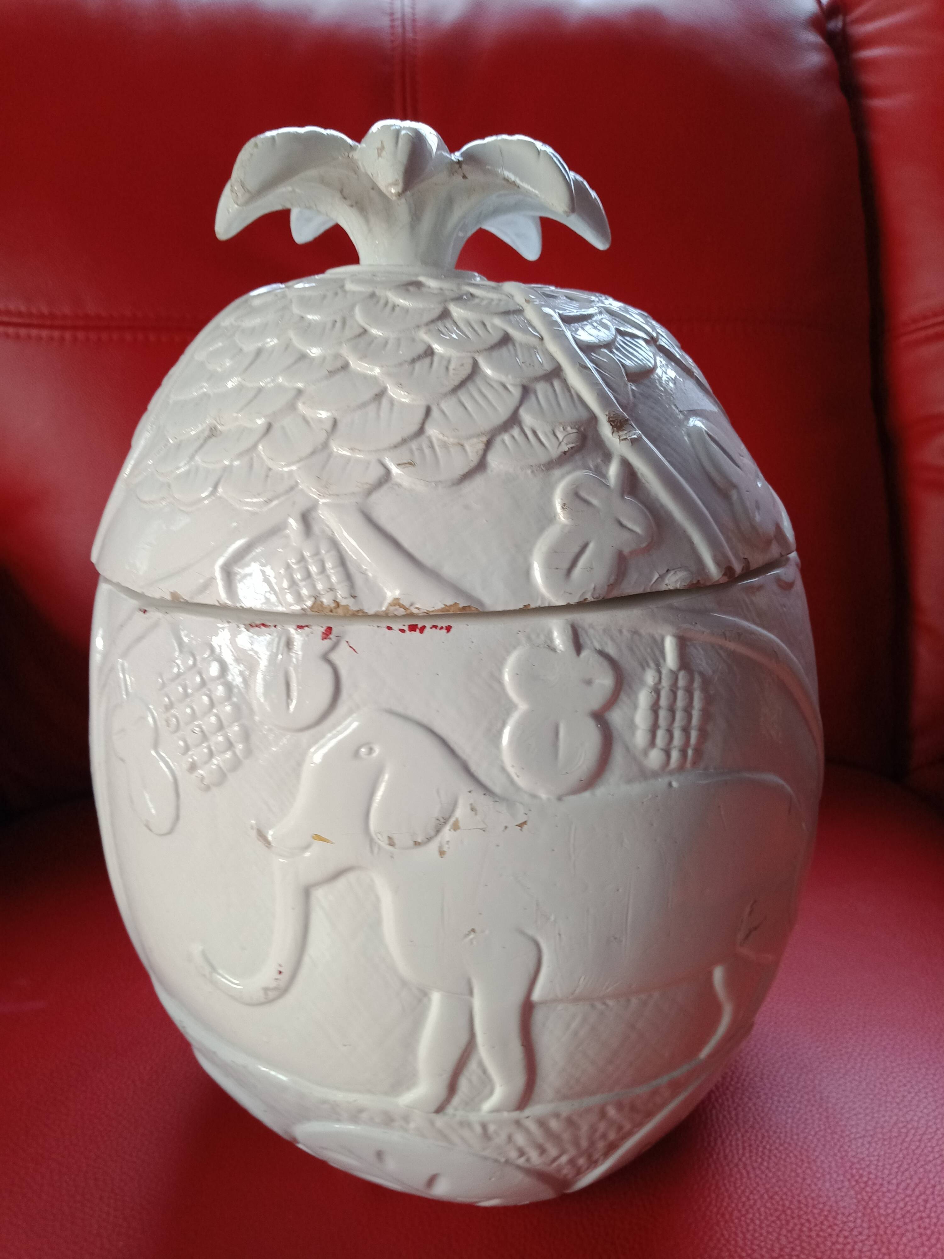 Ice bucket - pineapple - white lacquered cork - animal plant decoration