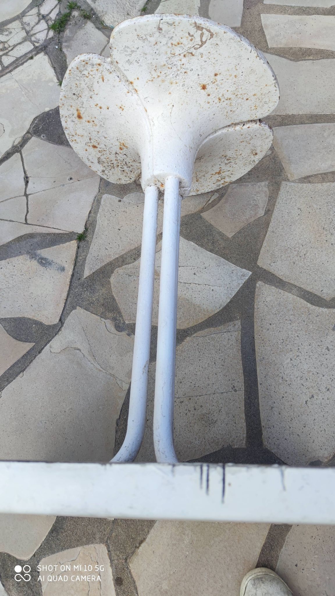 Garden or bistro table with steel and fiberglass base and top, circa 1970