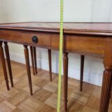 Louis Philippe style chess table and chess game with leather and wood tablets