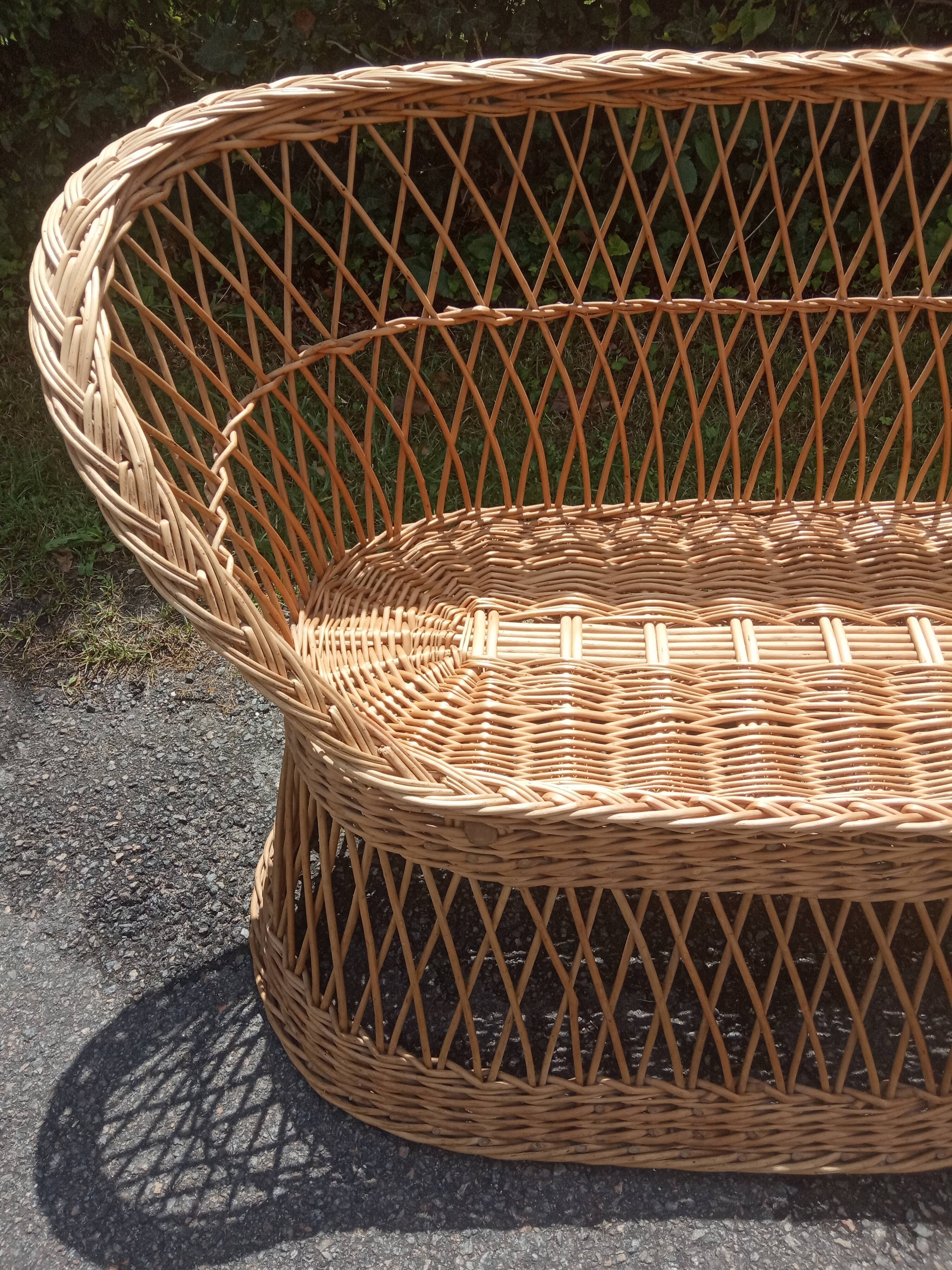 Vintage rattan bench