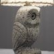 Vintage 1970s owl lamp, painted plaster, lampshade herbarium.