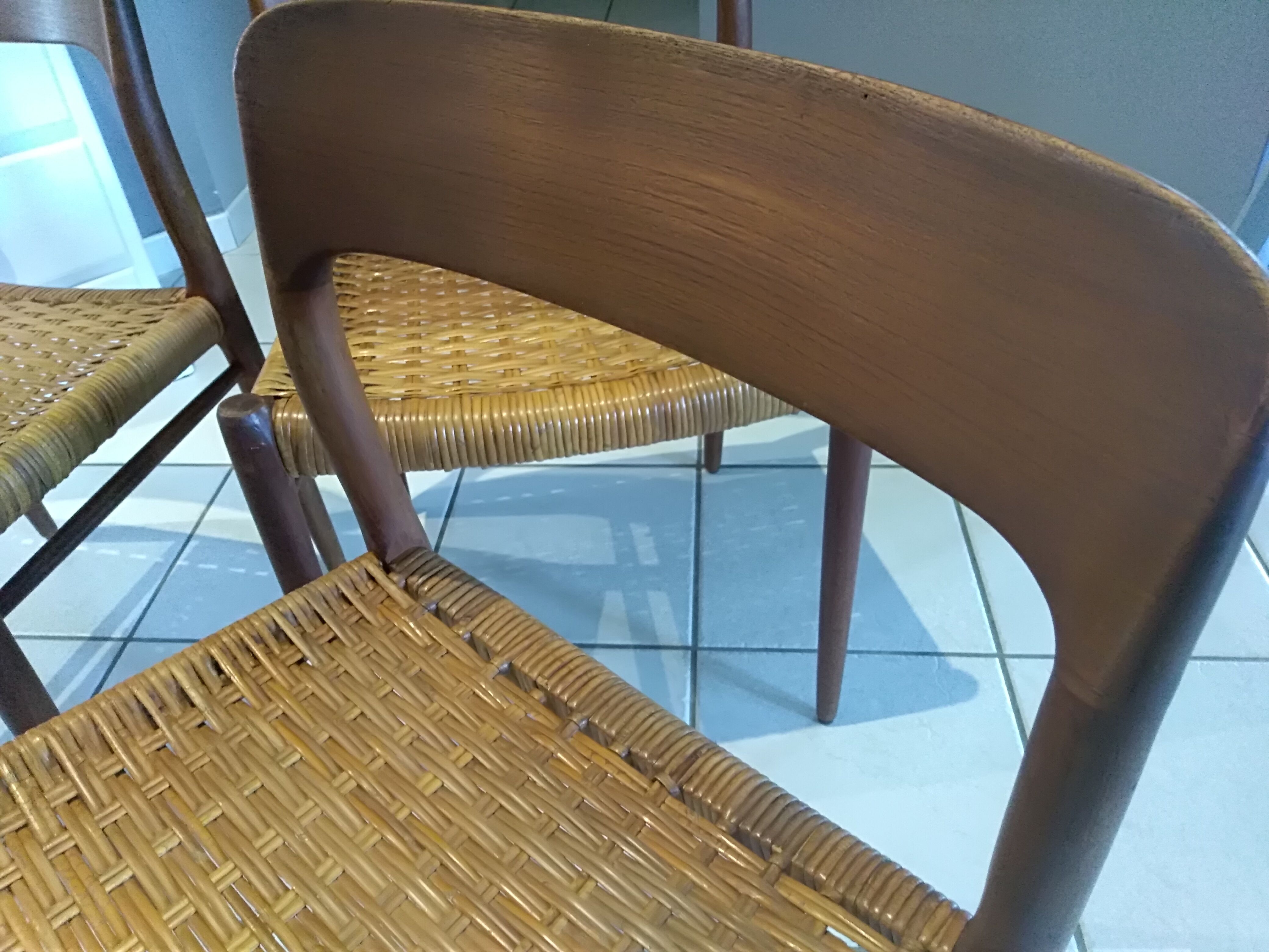 Designer Niels Otto Moller 1960's Suite of 4 Scandinavian Chairs