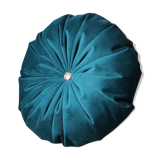 Turquoise round velvet cushion