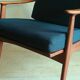 Danish teak lounge chair with blue-green cushions, 1960s