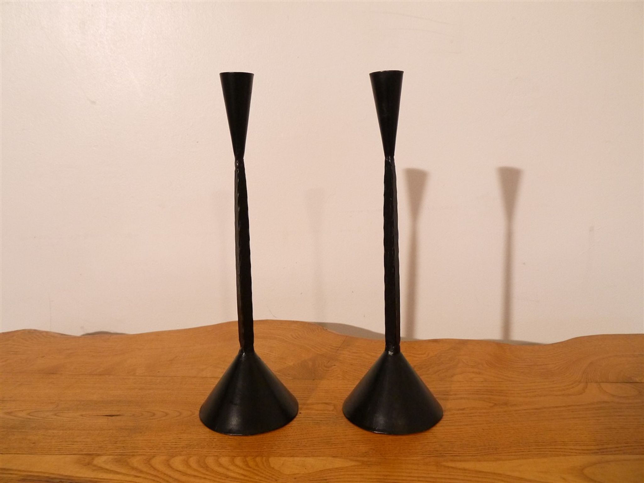 Pair of brutalist cast iron candlesticks 1950