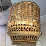 Wicker and hazel bottle basket from the early 20th century or possibly earlier.