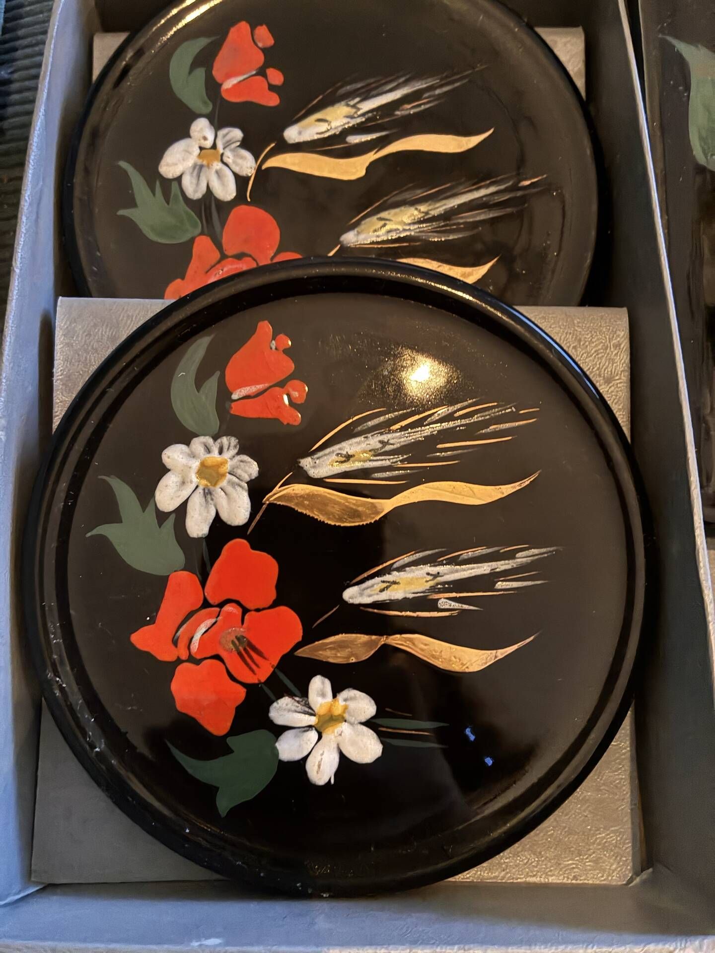 Vintage Table Set Enamels of Longwy – L. Valenti (Original Box)