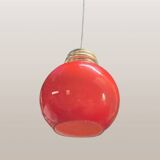 Hanging globe in red opaline glass, 1970s