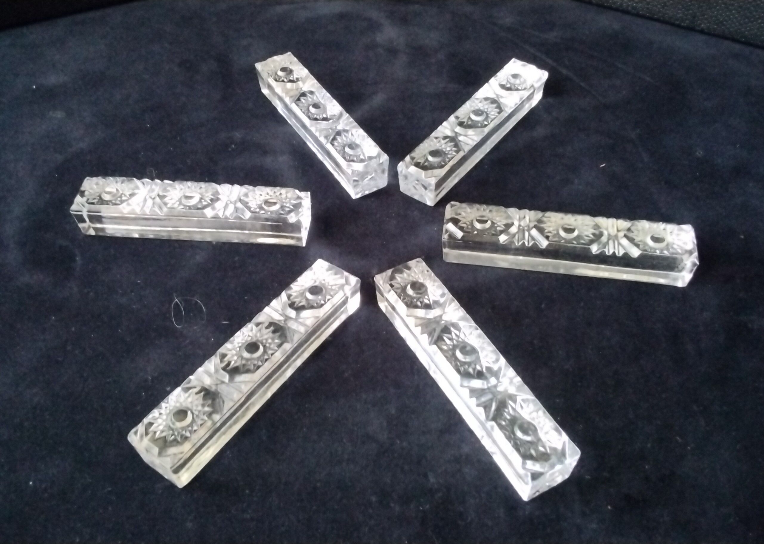 6 rectangular lead crystal knife rests