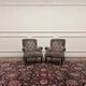 Set of Chesterfield armchairs velvet pattern grey
