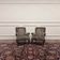 Set of Chesterfield armchairs velvet pattern grey