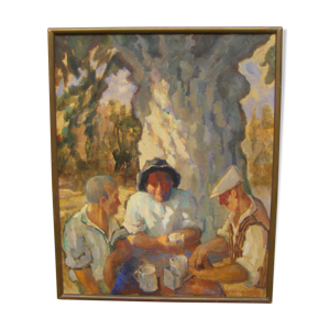 Peinture buveurs au soleil