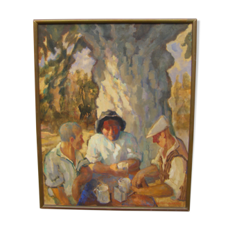 Peinture "buveurs au soleil"