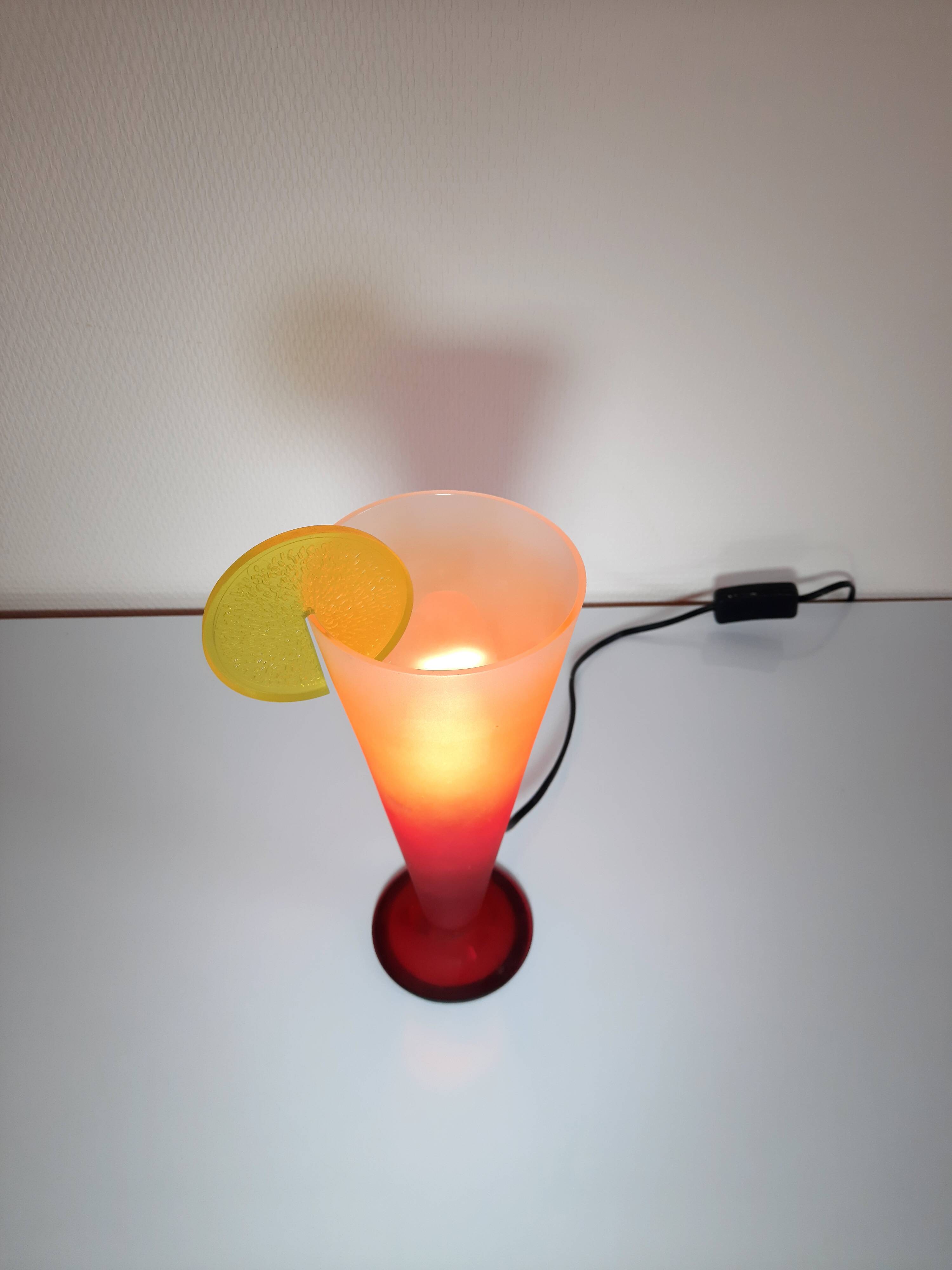 80s cocktail cup lamp