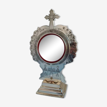 Miroir modèle Aranmula Cross en métal, 10x9 cm