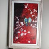 Painting of birds on a cherry tree