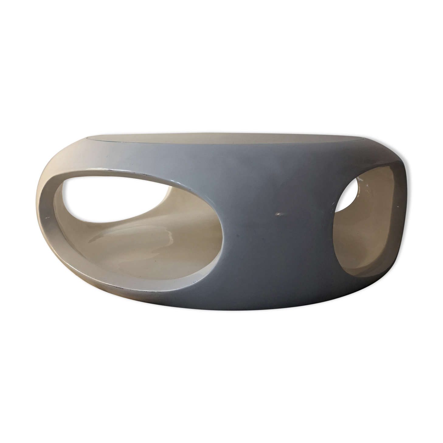 Luigi Colani space age table in white fiberglass and glass, 1970