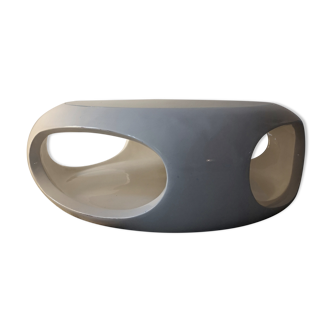 Luigi Colani space age table in white fiberglass and glass, 1970