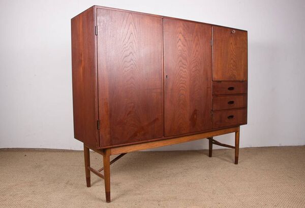 Buffet haut, Highboard Danois en Teck par Kurt Ostervig pour Randers Mobelfabrik 1960.