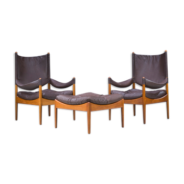 Fauteuils et repose-pied danois par Kristian Vedel