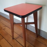 Wooden and red formica stool