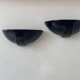 Pair of vintage wall lights, black porcelain, France 1970