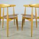 🟡 Beech & teak dining chairs, Hans J. Wegner & Fritz Hansen, Denmark 1950s
