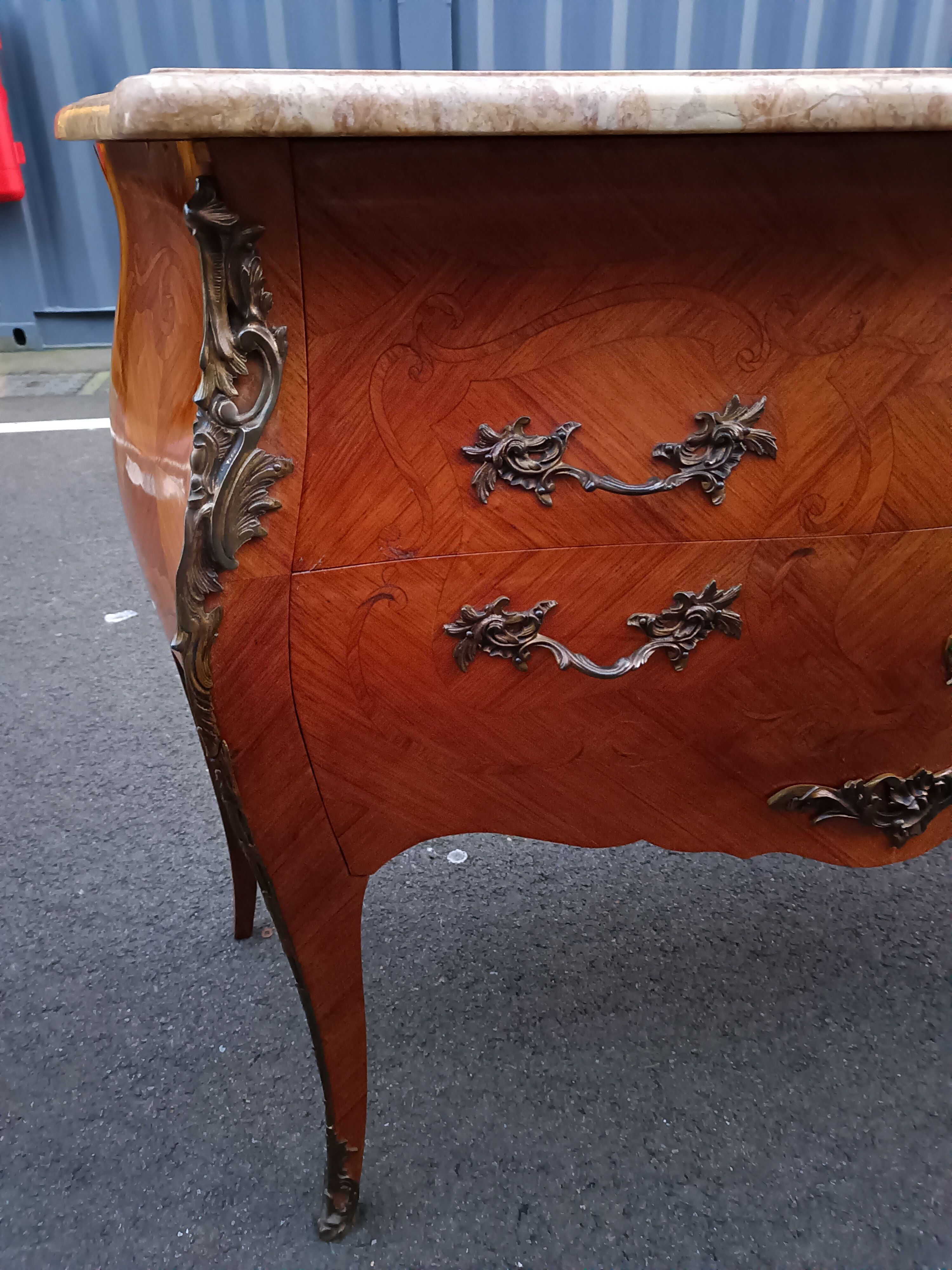 Chest of drawers marquetry marble top