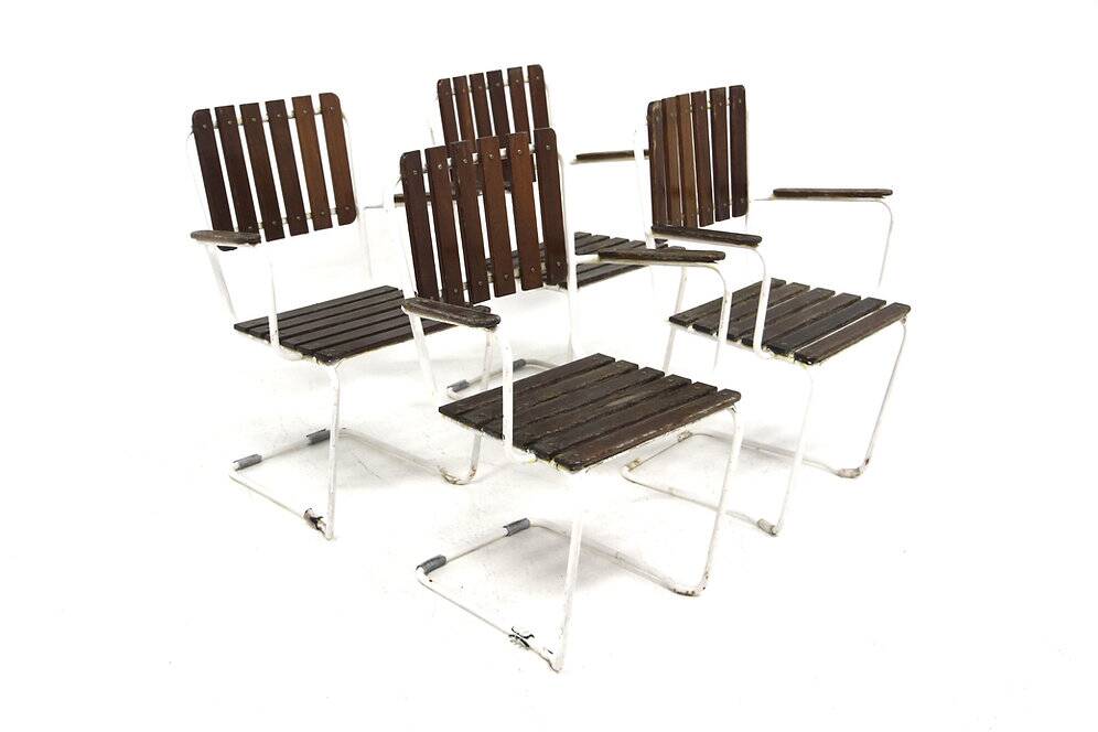 Set of 4 teak garden chairs, Sweden, 1960