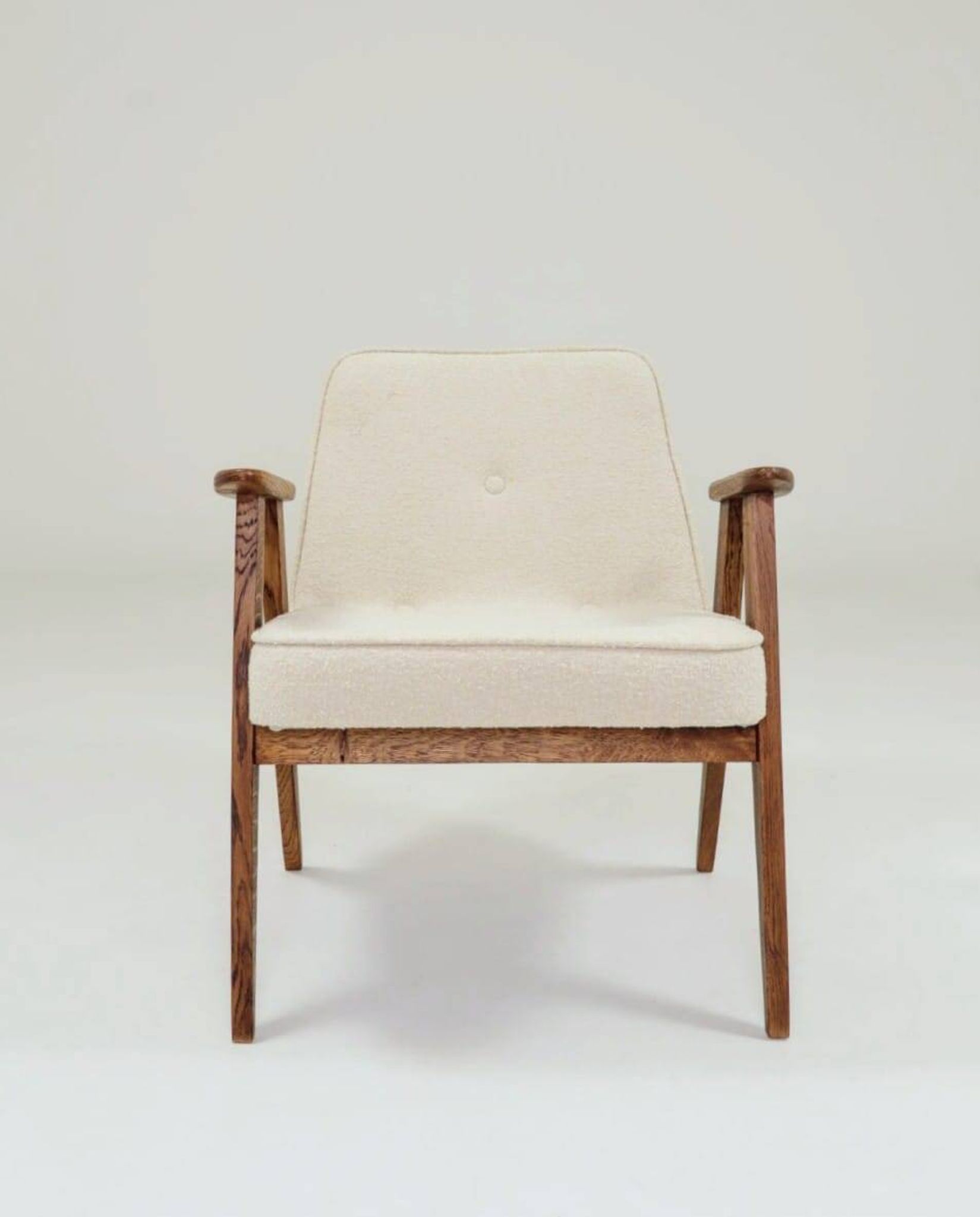 Vintage Lounge Chair Oak Wood and Bouclè Fabric Scandinavian Design