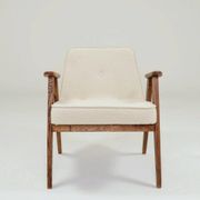 Vintage Lounge Chair Oak Wood and Bouclè Fabric Scandinavian Design