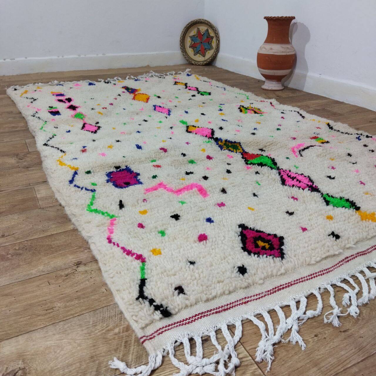 Handmade wool Berber rug 247x140 cm