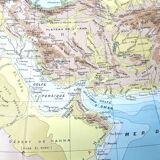Vintage Western Asia map 43x43cm from 1950