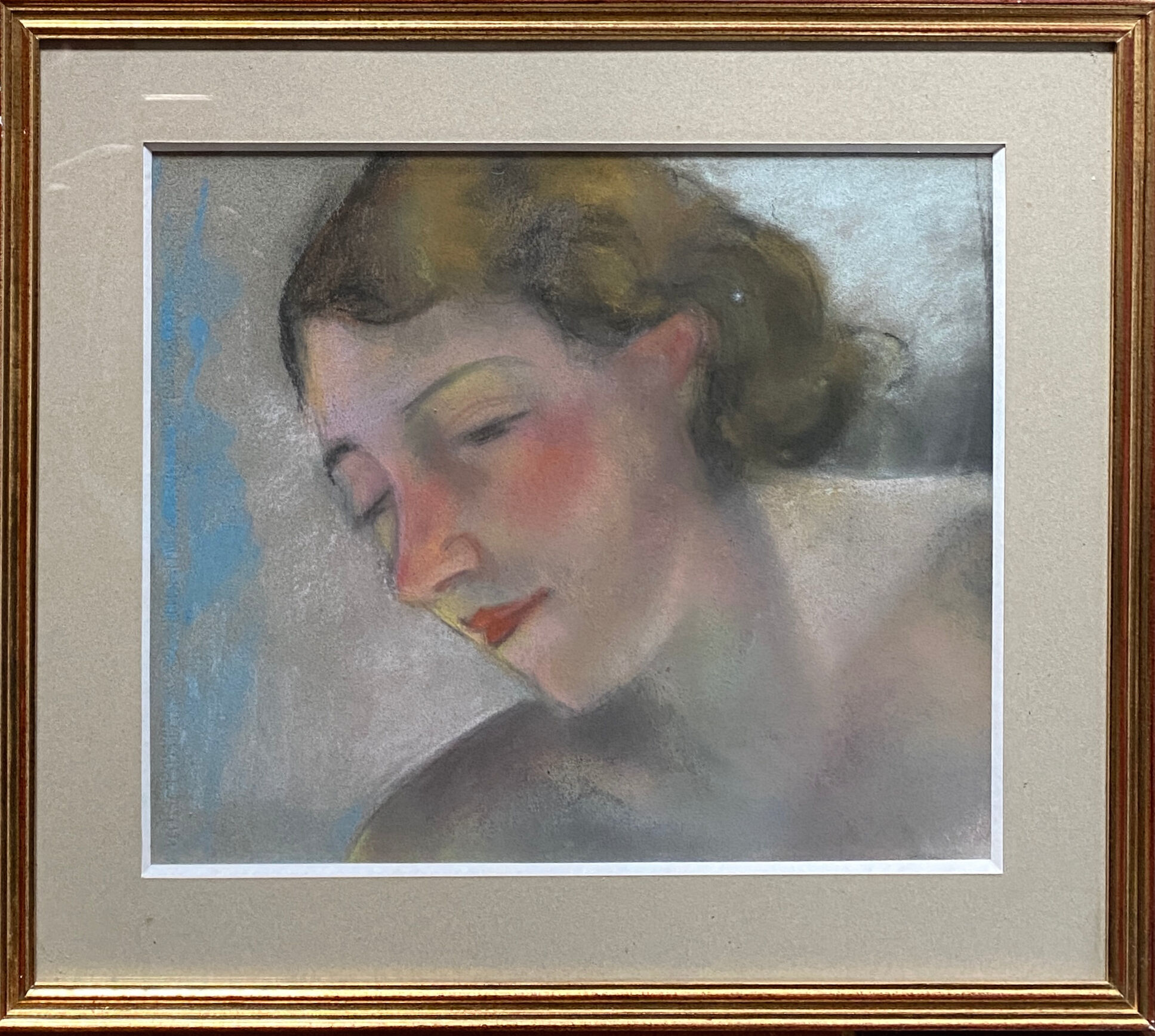 Pastel painting "Portrait of a woman", circa 1950 post cubist