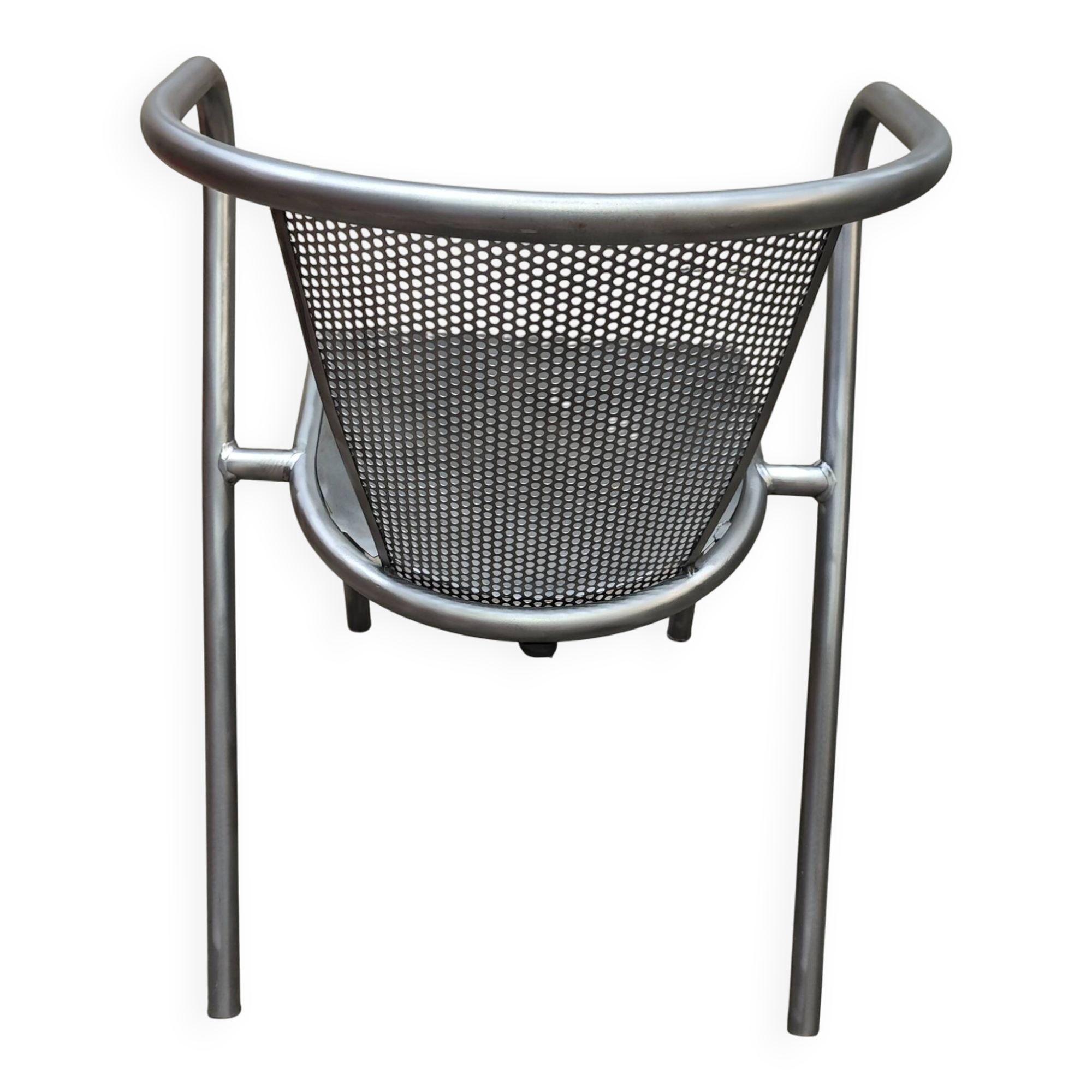 set of 4 graphite metal armchairs