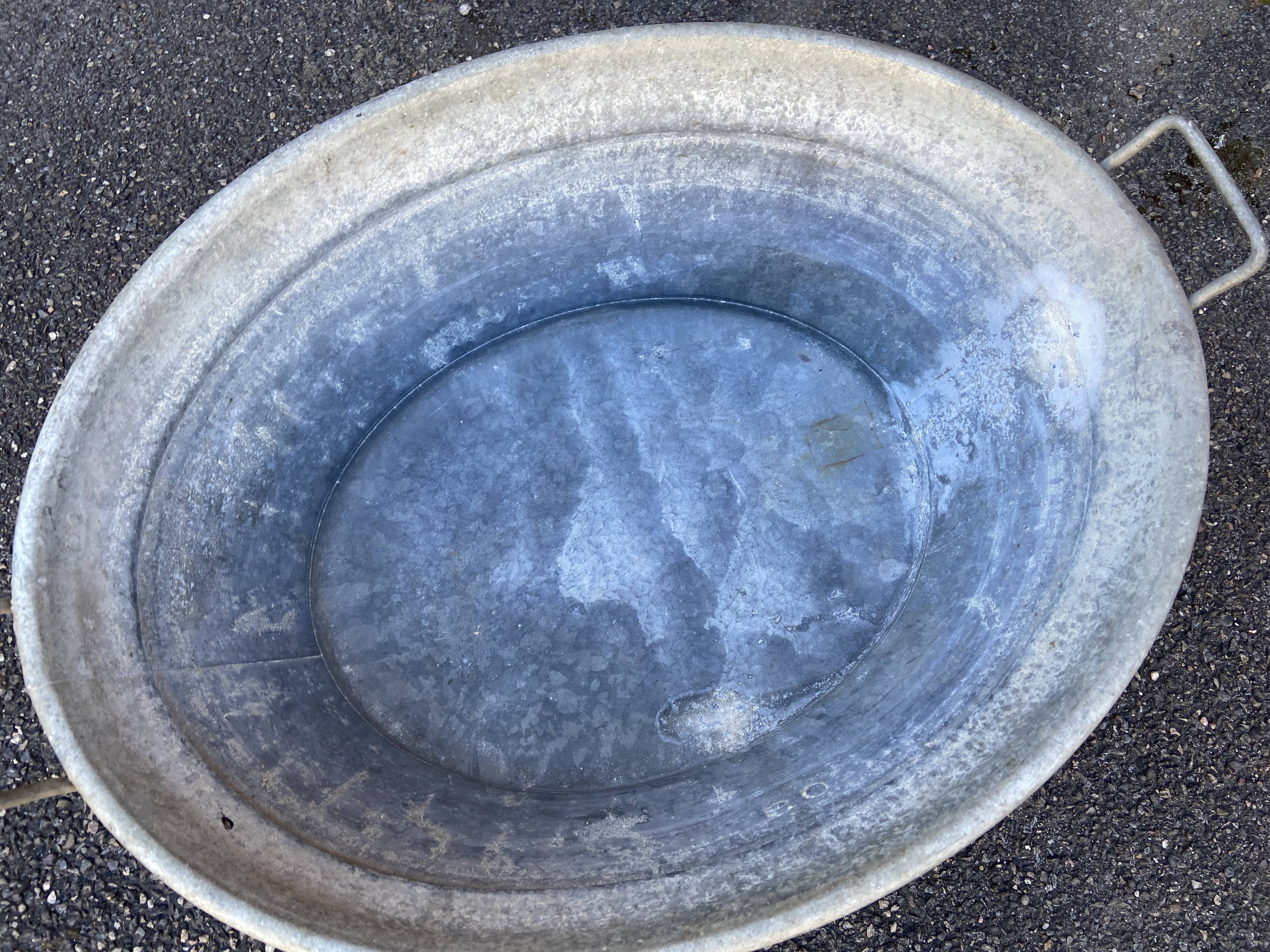 Vintage galvanized zinc basin