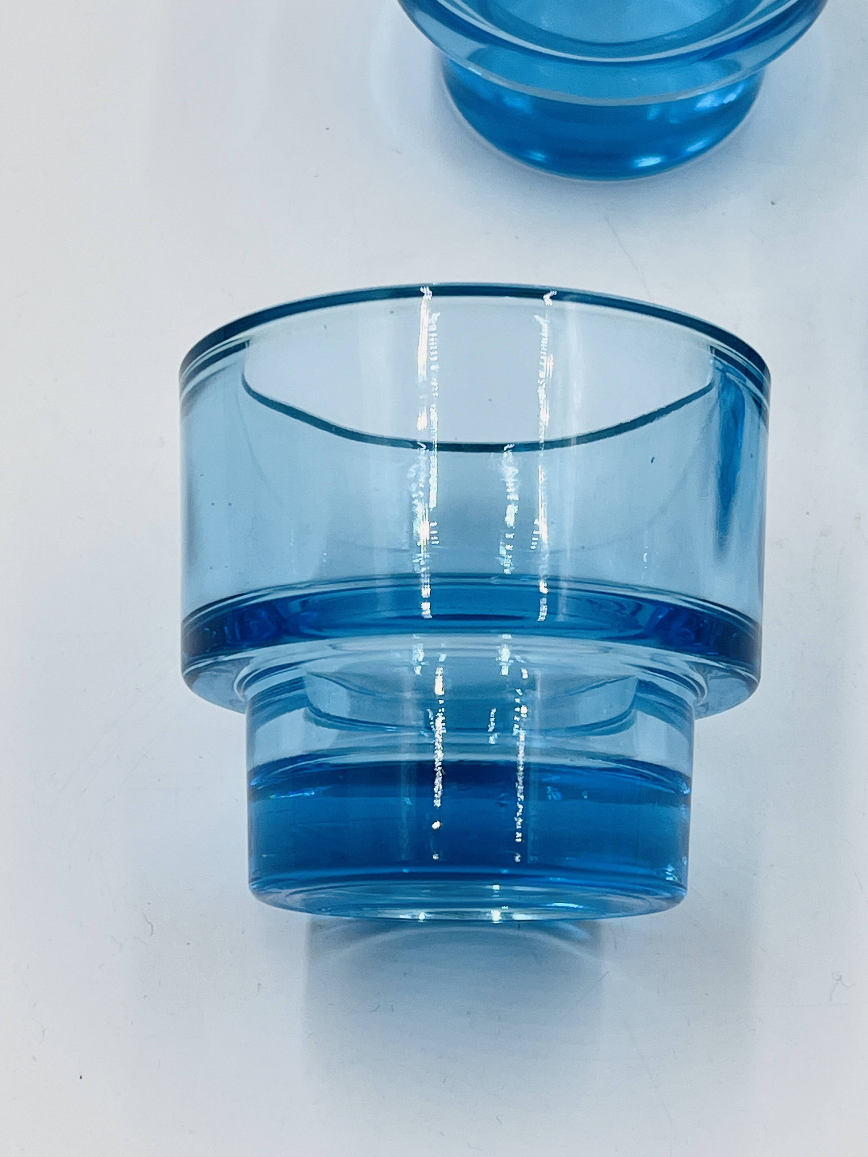 Set of 4 IKEA turquoise aquamarine glass candle holders.