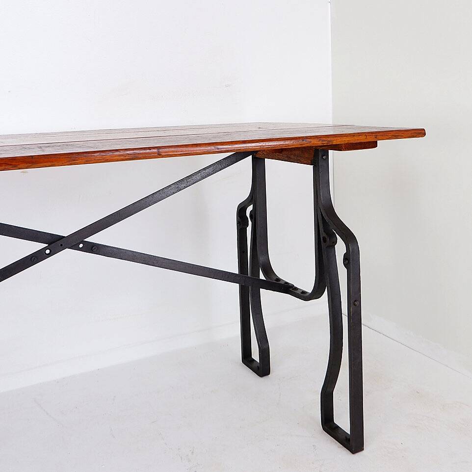 Industrial Bistro Table in Wood and Wrought Iron -