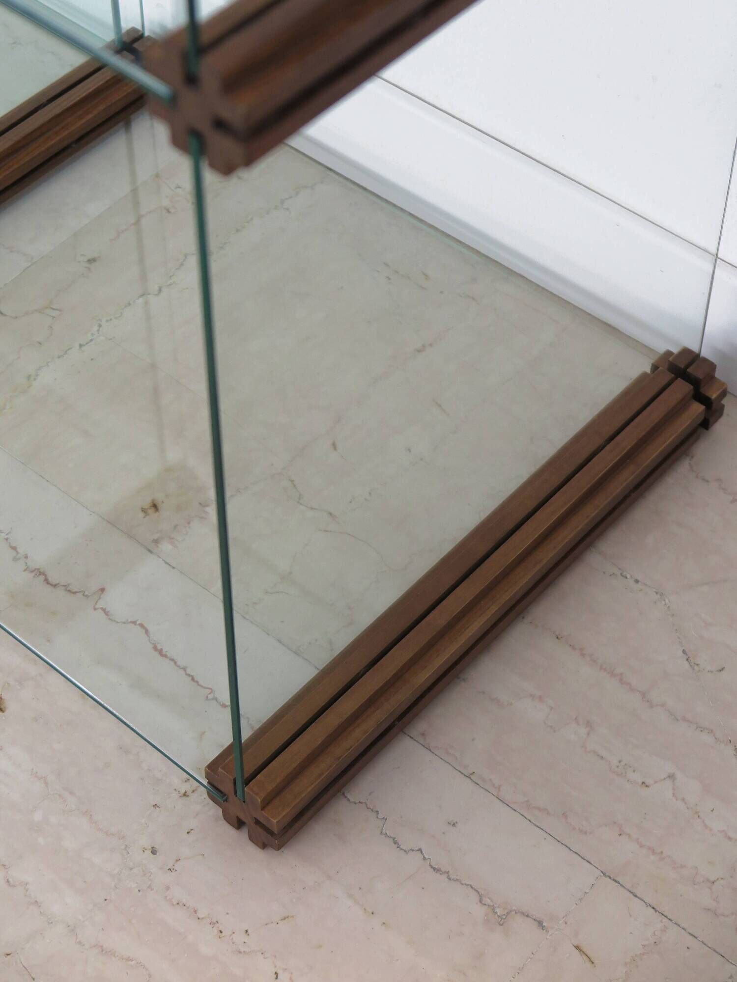 Gallotti & Radice Italian glass and wood bookcase 1980s