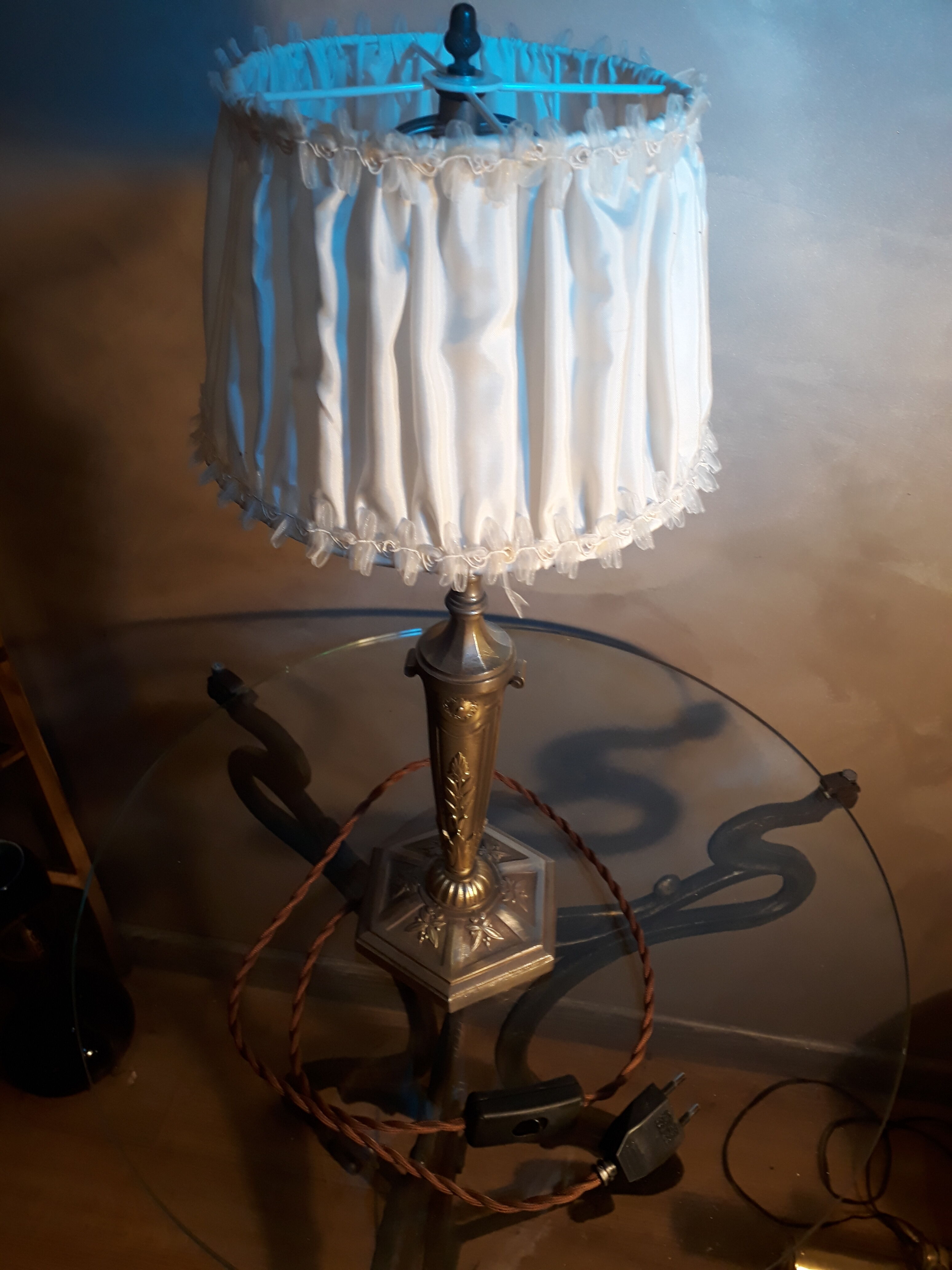 Large silver bronze lamp 1900 art nouveau with its ce standard electric day offal