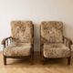 Pair of vintage 70s armchairs in floral fabric.
