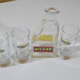 Carafe Ricard asymétrique et 3 verres tubes