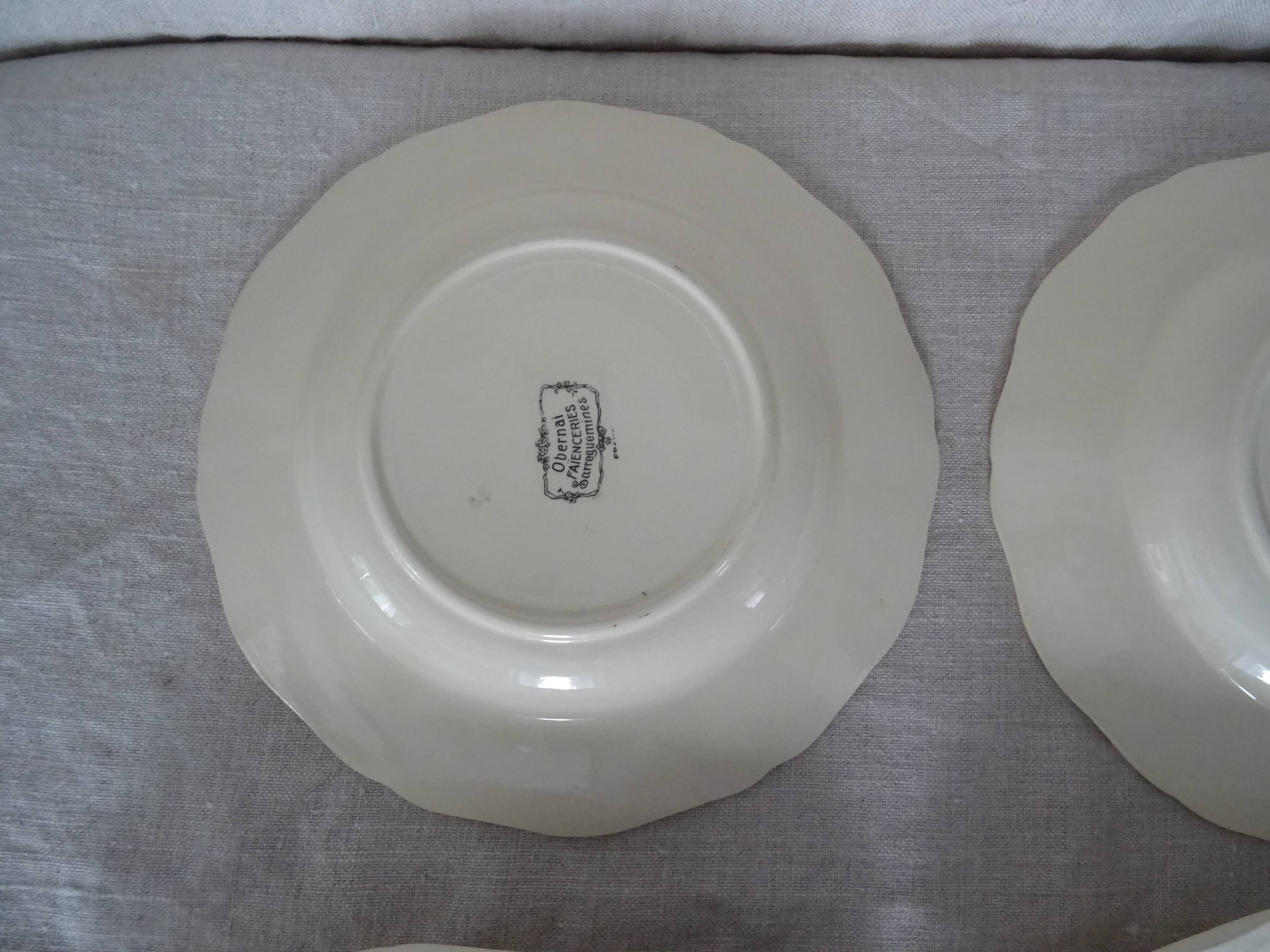 5 hollow plates H.Loux Sarreguemines Obernai