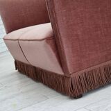 1970s, Danish 2-seater sofa, original salmon pink furniture velour.