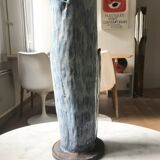 Large Owl vase in enameled stoneware signed