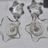 Pair of flower candlesticks on foot