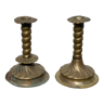 Pair of Berber twisted brass candle holders