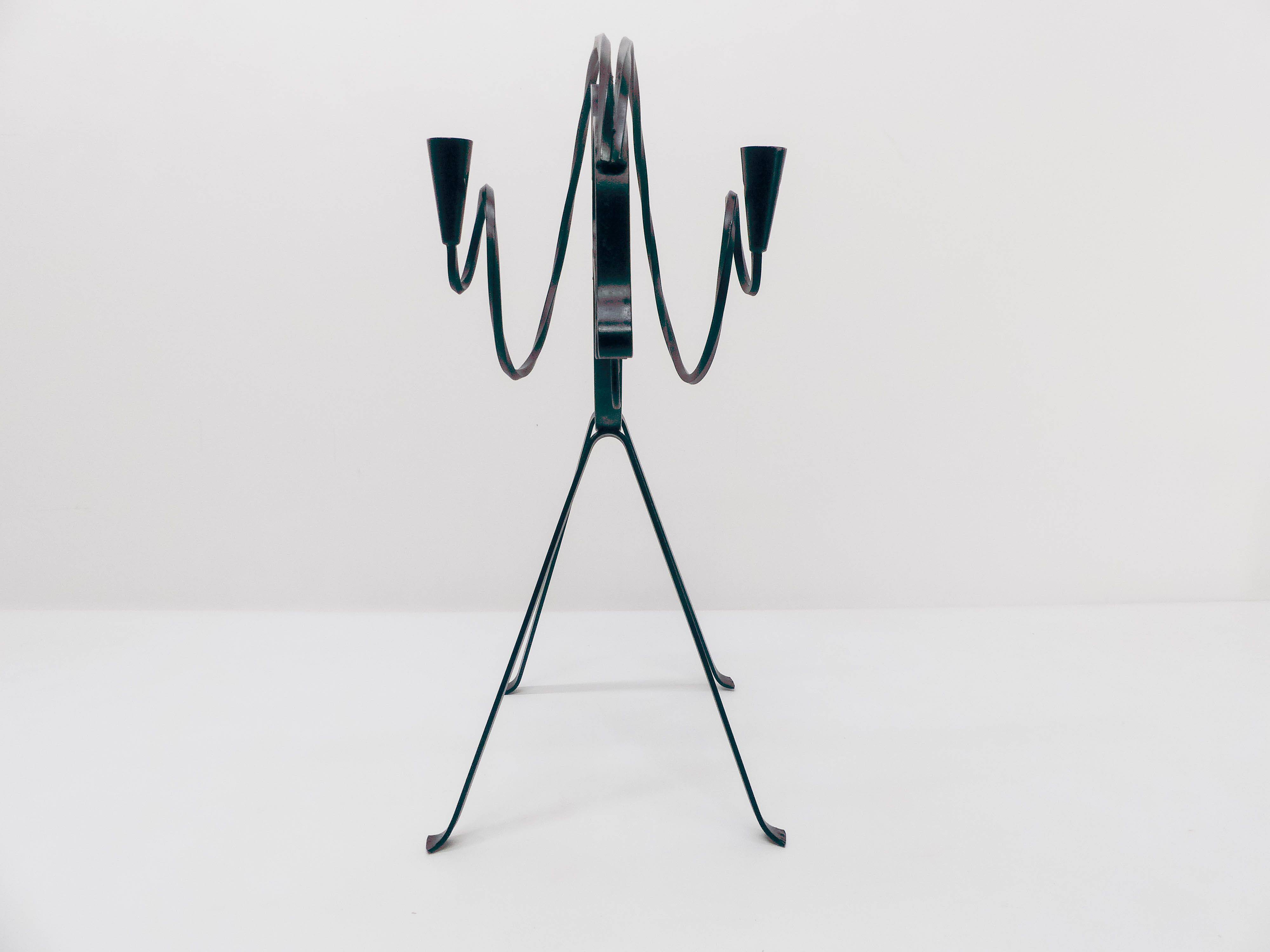 Scandinavian vintage fawn iron candlestick Ystad Metall 1960
