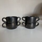 Set de 4 bols à anses Robert Picault Vallauris 1960
